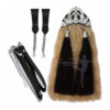 Scottish Kilt Long Horse Hair Dress Sporran with enamel cantel, black horsehair tassels, and soft leather design.