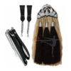 Scottish Kilt Long Horse Hair Dress Sporran with enamel cantel, black horsehair tassels, and soft leather design.