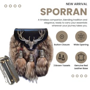 Brown semi dress stag sporran