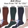 Men's Traditional Long Hose Kilt Socks, 65% wool blend, available in sizes M to 2XL, made in the USA for traditional kilt outfits.