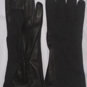 Fire resistant leather pilot gloves with DuPont Nomex, featuring a sheepskin leather palm and elastic wrist, designed for flight and other demanding uses.