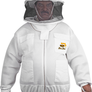 2 layer mesh ultra-light beekeeping jacket with round head veil, breathable cotton mesh, and durable YKK zippers for maximum comfort and protection.