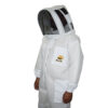 Double layer ultra-cool beekeeping hoodie suit with durable cotton mesh, YKK zippers, detachable veil, and knee protection for comfort and safety.