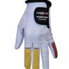 Yellow and White Ever-Bright Premium Leather Golf Gloves with OptiColors design for enhanced grip and style.