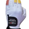 Yellow and White Ever-Bright Premium Leather Golf Gloves with OptiColors design for enhanced grip and style.