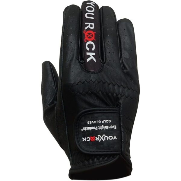 Black Ever-Bright Premium Leather Golf Gloves with OptiColors design for enhanced grip and style.