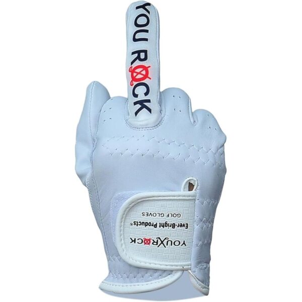 White Ever-Bright Premium Leather Golf Gloves with OptiColors design for enhanced grip and style.